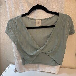 Women's Sage Green and Pink Wrap Top (2 pairs)